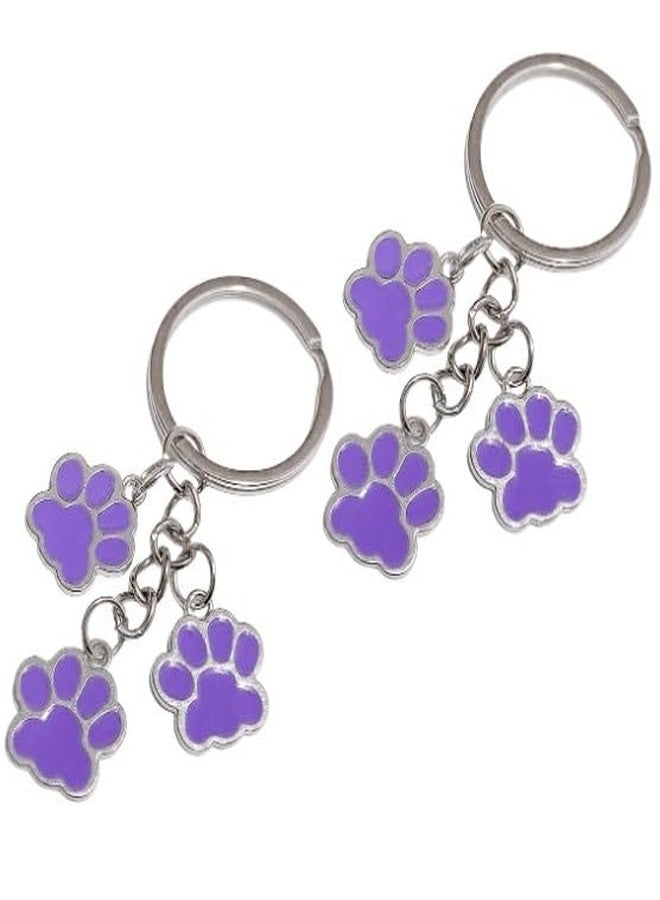 WinldMonmo 2PCS Purple Cute Cat Dog Claw Charms Cat Paw Car Keychain Funny Animal Keyring Purse Bag Charms for Women Girls Accessories - Image 1